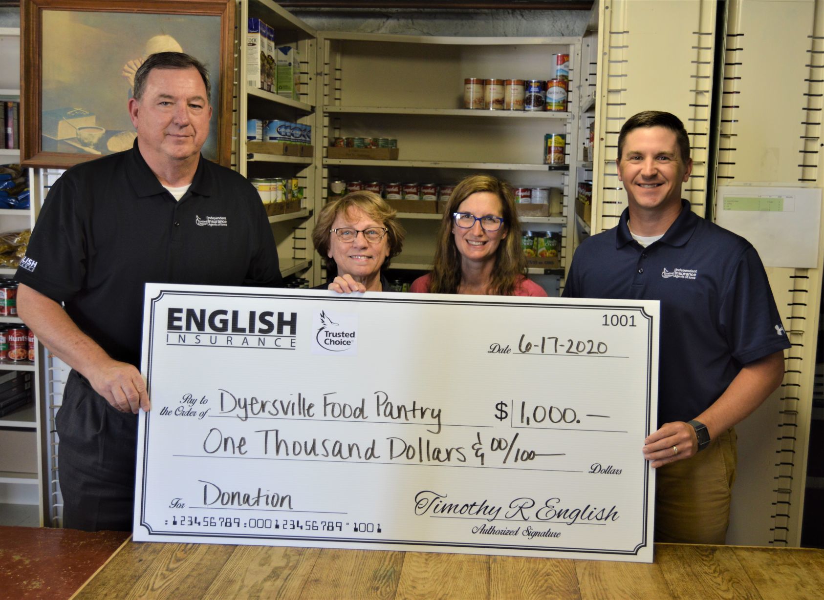 English Insurance donates to food pantry